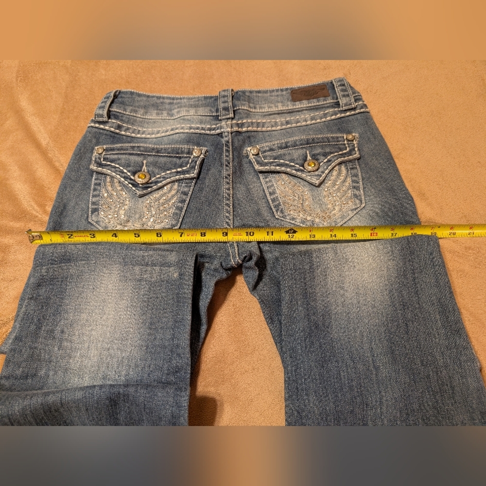 Authentic Harley-Davidson® Stylish Blue Jeans with Embellished Rhinestone Size 4 - Picture 4 of 16